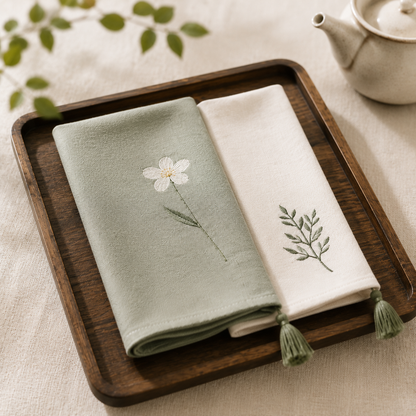 Embroidered Tea Towels Set of 2