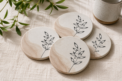 4-Piece Ceramic Coaster Set with Holder