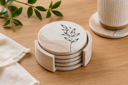 4-Piece Ceramic Coaster Set with Holder